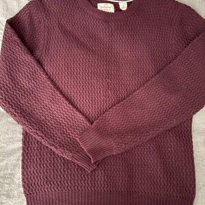 Vintage Soft Woolen Stiched Maroon Crewneck Sweater - Size Medium